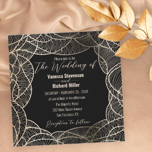 Invitation Golden Elegant Luxuriant Line Art Motif Mariage