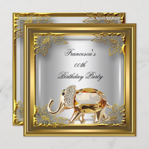 Invitation Golden Elephant Elite Élégante fête d'anniversaire