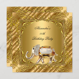 Invitation Golden Elephant Elite Élégante Gold Anniversaire