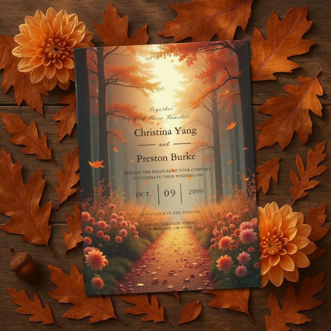 Invitation Golden Ember Autumn Woodland Stroll (Créateur téléchargé)