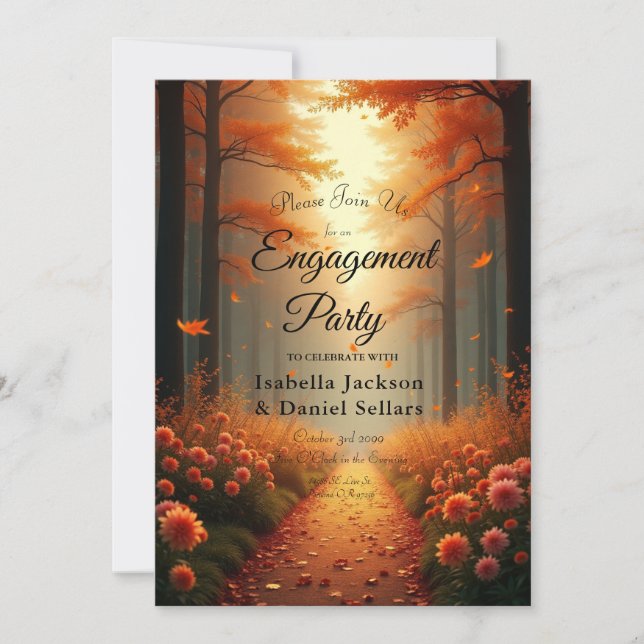 Invitation Golden Ember Autumn Woodland Stroll (Devant)
