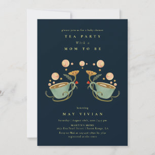 Invitation Golden Fairy Land Baby shower du Tea Party