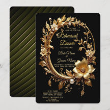 Golden Floral Ornate Frame Rehearsal Dinner