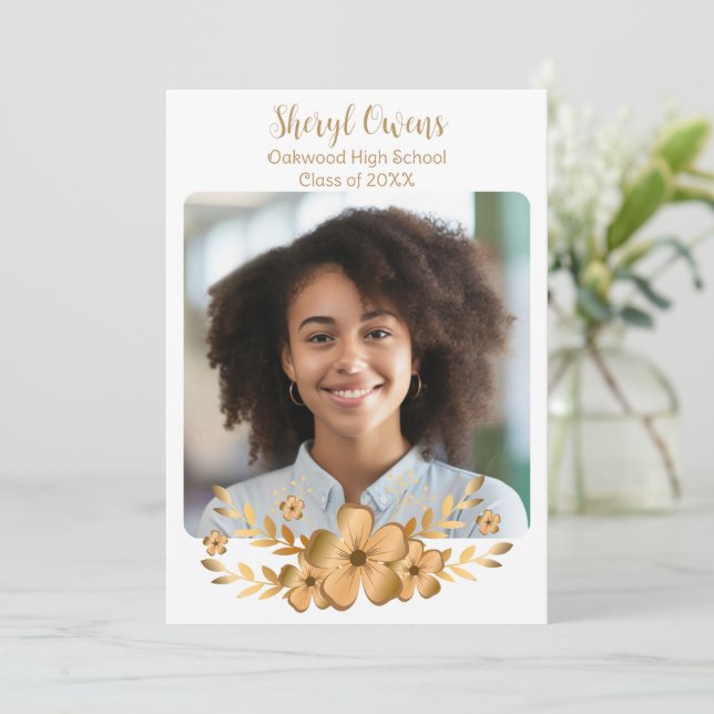 Invitation Golden Flower High School College Graduation (Debout devant)