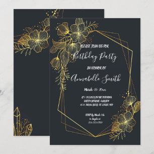 Invitation Golden Frame Navy retour Anniversaire