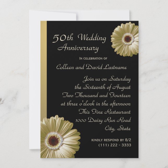 Invitation Golden Gerbera Daisy 50e anniversaire (Devant)