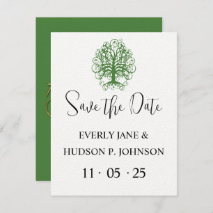 Invitation Golden Green Swirl Arbre Racines de l'amour Mariag