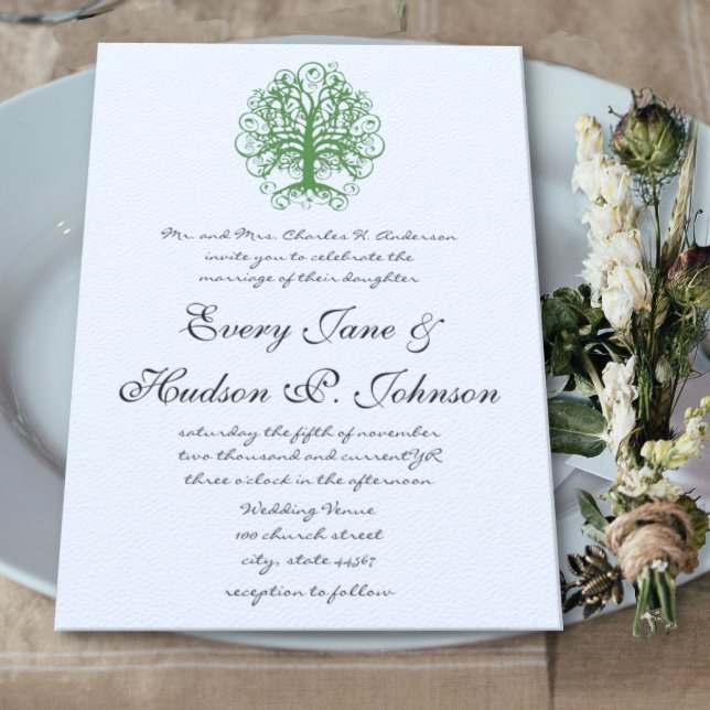 Invitation Golden Green Swirl Arbre Roots of Love Mariage Inv (Créateur téléchargé)