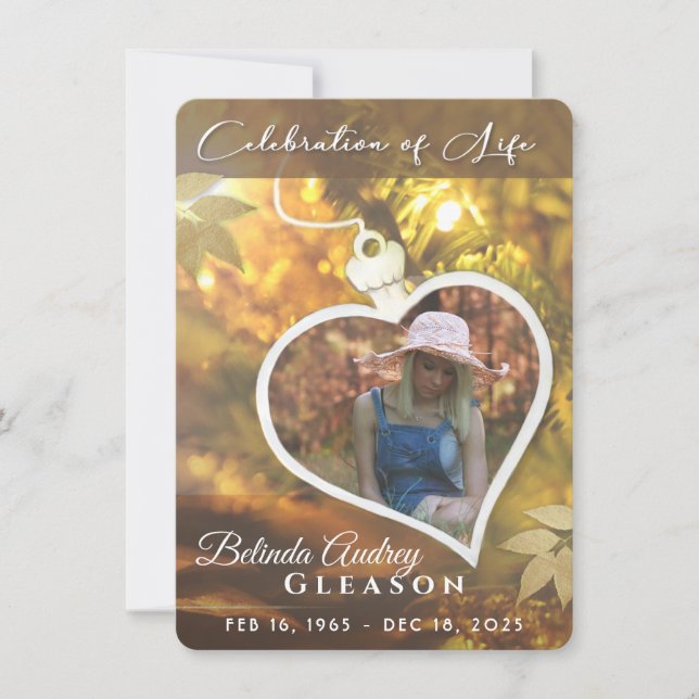 Invitation Golden Heart Celebration of Live Memorial Invitati (Devant)