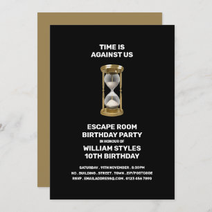 Invitation Golden Hour Glass, Escape Room, Anniversaire