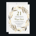 Invitation Golden Leaf Wreath 21e anniversaire de fête Invita<br><div class="desc">Golden Leaf Wreath 21st Birthday Party Invitation Collection correspondante à Niche et Nest store. Oeuvre de www.EssemCreatives.etsy.com</div>