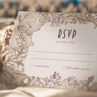 Golden Lily Sage Mariage RSVP Card Morris