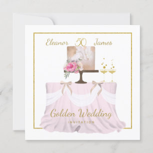 Invitation Golden Mariage 50 ans Cake Names White Gold