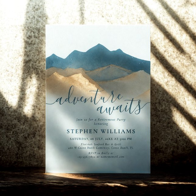 Invitation Golden Mountains Adventure Attend la fête de retra (Créateur téléchargé)