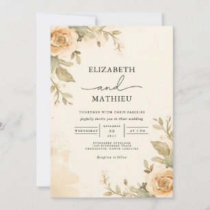 Invitation Golden Ochre Floral Jardin botanique Mariage