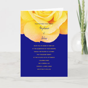 Invitation Golden Orange Yellow Rose Marine bleu Mariage Flor