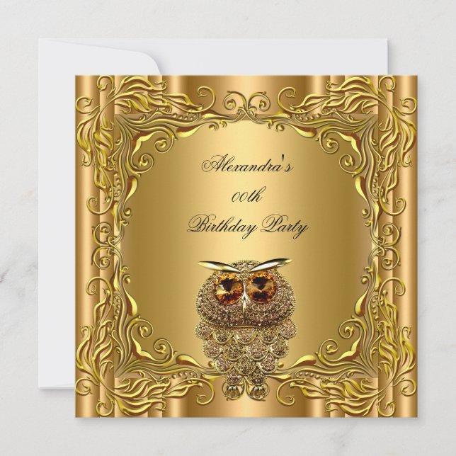 Invitation Golden Owl Elite Elegant Gold Anniversaire Party 2 (Devant)