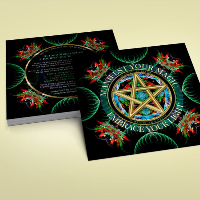 Invitation Golden Pentacle Celestial New Moon Circle (Créateur téléchargé)