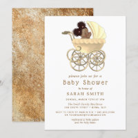 Golden Pram Cute Baby Gold Baby shower