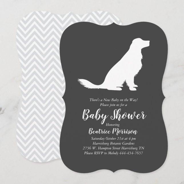 Invitation Golden Retriever Baby shower chien genre neutre (Devant / Derrière)