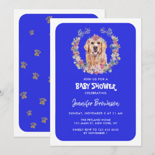 Invitation Golden Retriever Baby shower chien marine
