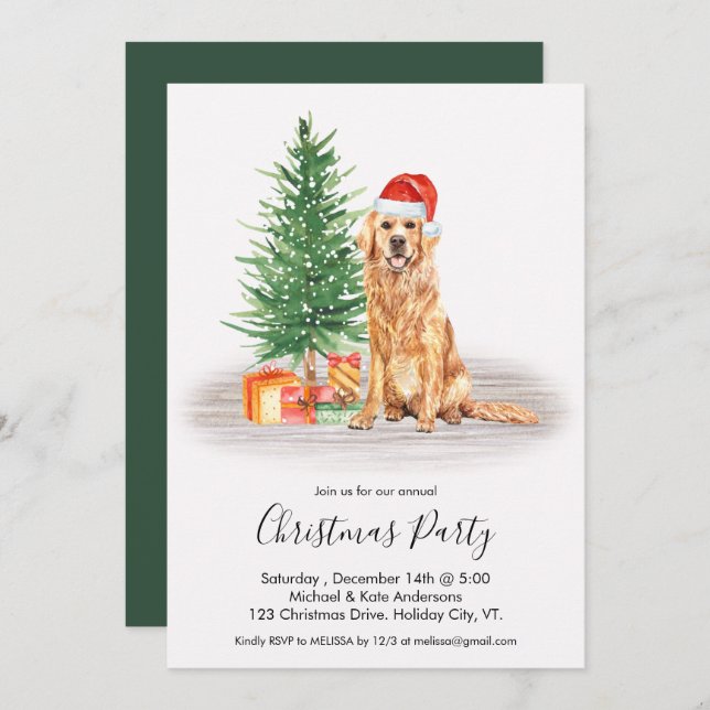 Invitation Golden Retriever mignon Amoureux des chiens fête d (Devant / Derrière)