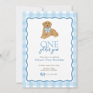 Invitation Golden Retriever un an d'or premier anniversaire