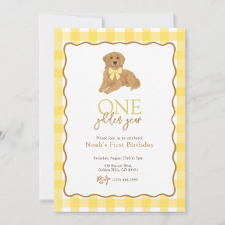 Invitation Golden Retriever un an d'or premier anniversaire
