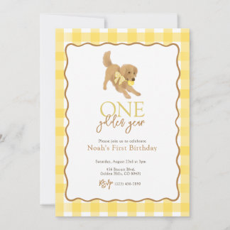 Invitation Golden Retriever un an d'or premier anniversaire