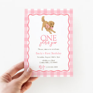 Invitation Golden Retriever Une année d'or filles Anniversair