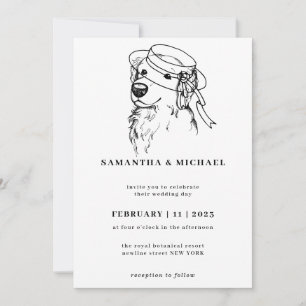 Invitation Golden Retriever White Clear bride casquette