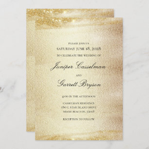 Invitation Golden Rhapsody Mariage Elegant Sparkling Gold Inv