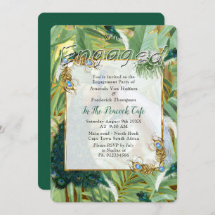 Invitation Golden Royal Peacock Feathers