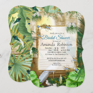 Invitation Golden Royal Peacock Temple Dreams