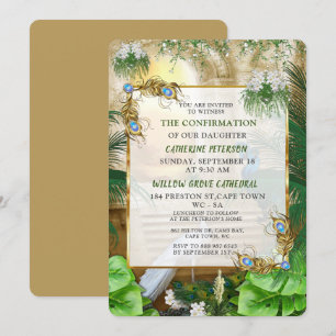 Invitation Golden Royal Peacock Temple Dreams
