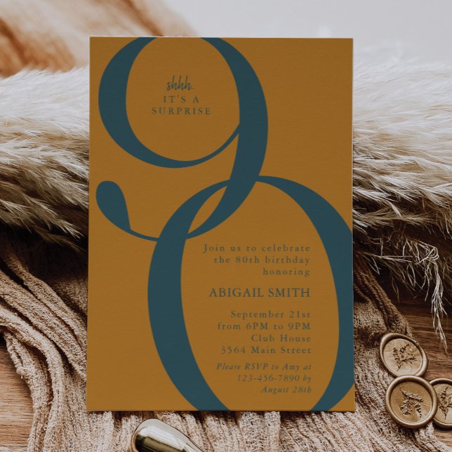Invitation Golden Shh It's a Surprise 90th Birthday Party (Créateur téléchargé)
