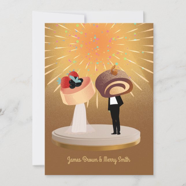 Invitation Golden Shining Sweet couple en Love Mariage (Devant)