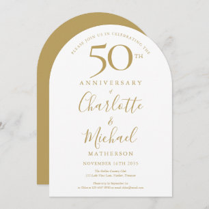 Invitation Golden Signature Arch 50e anniversaire Mariage