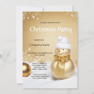 Invitation Golden Snowman Fête de Noël