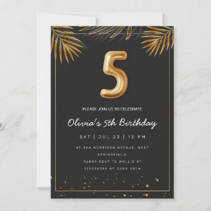 Invitation Golden Tropical Palm Feuille 5e anniversaire