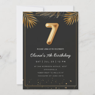 Invitation Golden Tropical Palm Feuille 7e anniversaire