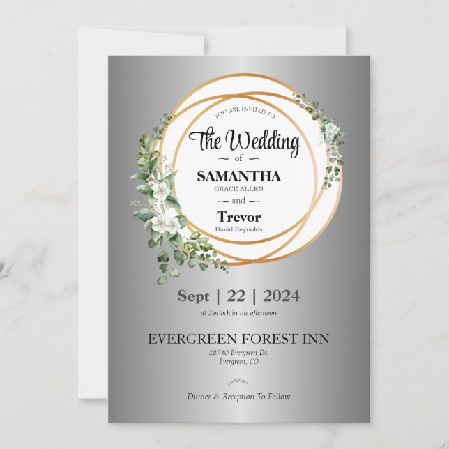 Invitation Golden Union Celebrating Love & Engagement Mariage (Devant)