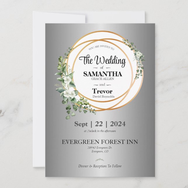 Invitation Golden Union Celebrating Love & Engagement Mariage (Devant)