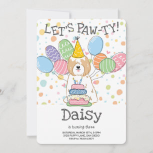 Invitation Golden White Tibetan Terrier Chien fête d'annivers