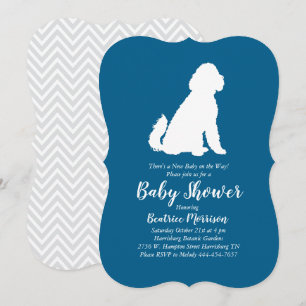 Invitation Goldendoodle Chien Baby shower Blue Boy