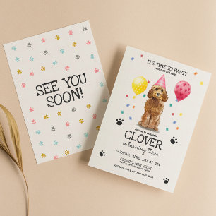 Invitation Goldendoodle Pawty Chien Chien Chiot Chiot Anniver