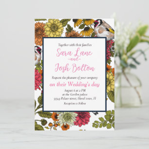 Invitation Goldfinies et fleurs
