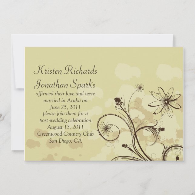 Invitation Golds Abstraits et fête Brown des Mariages de post (Devant)