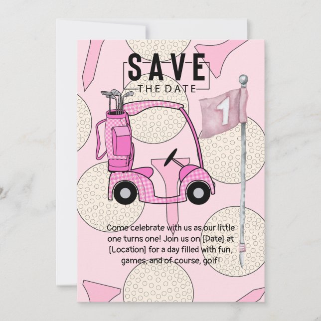 Invitation Golf 1er anniversaire golfeur d'un an avec numéro (Devant)
