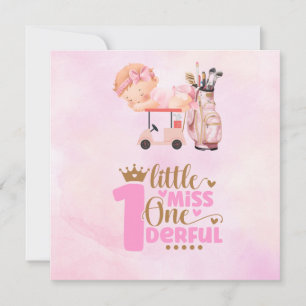 Invitation Golf 1er anniversaire golfeur d'un an rose